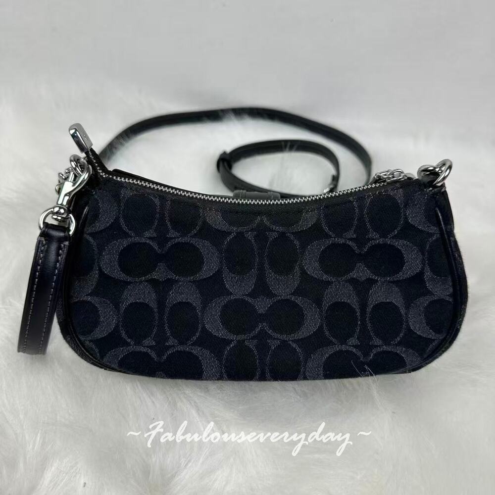 Coach Ashton Mini Shoulder Bag Crossbody Signature Denim/Silver/Black CCZ49 NWT - Picture 4 of 9